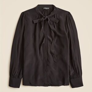 J. Crew - 2025 Tie-neck Top in Crepe de Chine - Black
